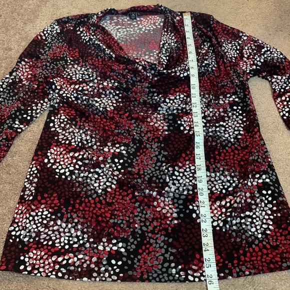 EUC Red Polka Dot Drape Neck Top - Picture 4 of 6